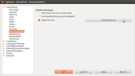 Options - LibreOffice - Personalization