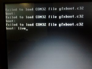 Failed to load COM32 file gfxboot.c32
